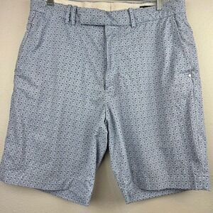 RLX Ralph Lauren Mens Blue Geometric Golf Shorts Size 32 Stretch Performance